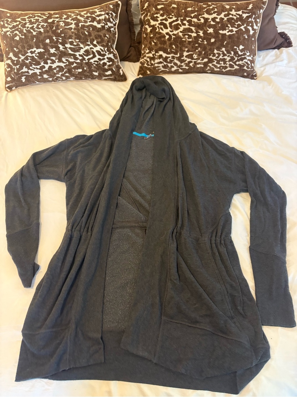Zella Charcoal Hooded Open-Front Cardigan